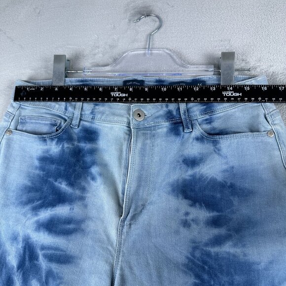J. Jill High Rise Cropped Jeans Womens Size 16 Tie Dye Rolled Cuff Hem Blue - Picture 7 of 12